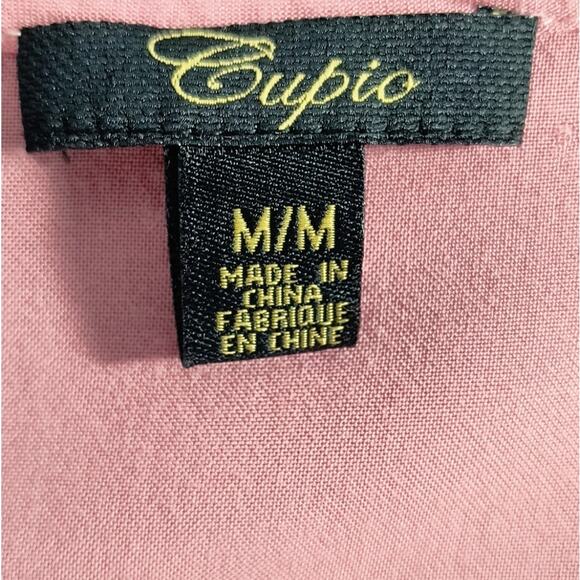 Cupio Boho Tunic Top Women's Size M Pink  3/4 Bell Sleeve Scalloped Lace Trim - Picture 2 of 13